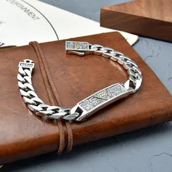 HX Silver Color New Glossy All-Knowing Eye Buckle Bracelet Men's Domineering Retro High-end Gift Temperament All-match Jewelry