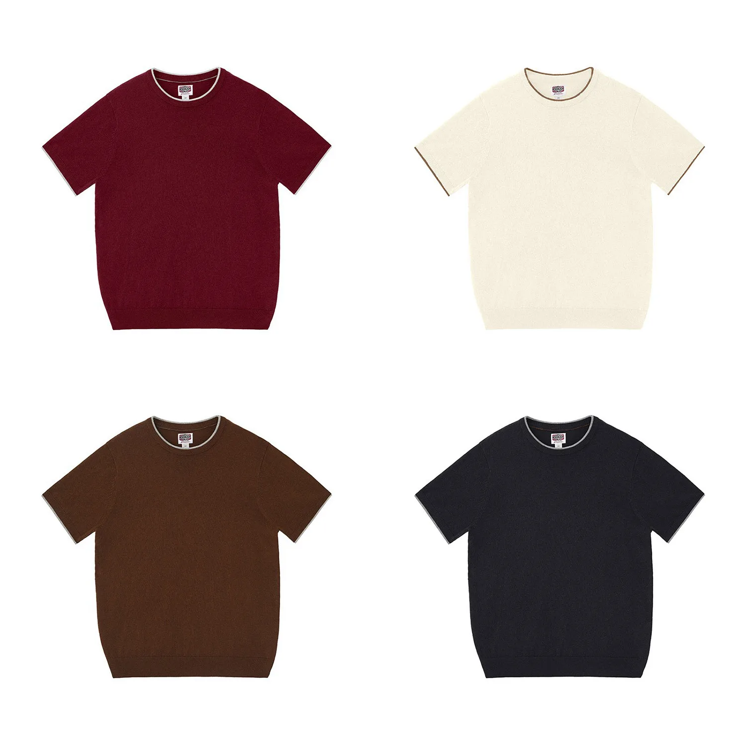 Light Luxury Cashmere Blend Anti Pilling Knitted Short Sleeved Round Neck T-shirt for Men, Retro Casual Business Summer Shirt