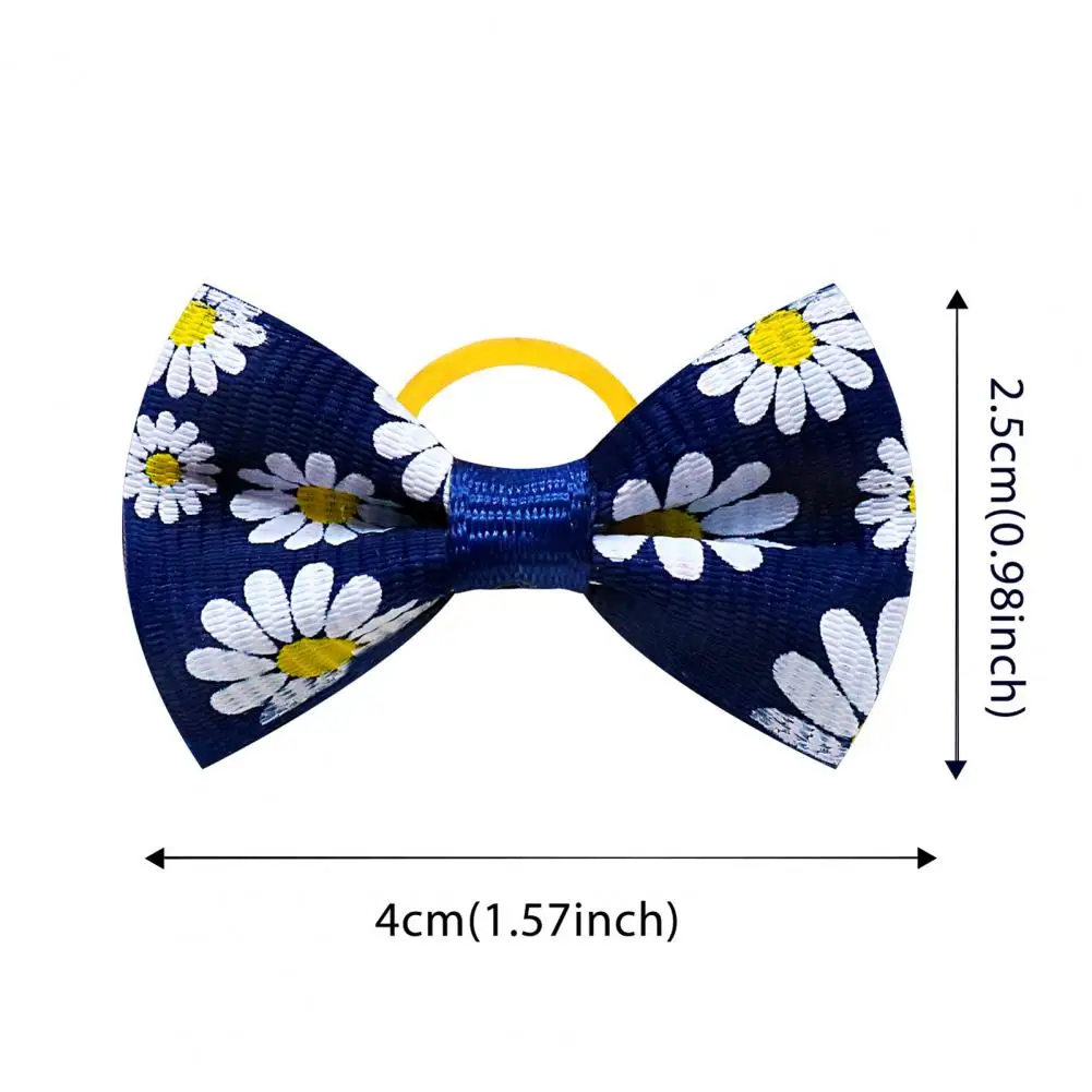 Pretty  Dog Grooming Bows Random Color Small Puppy Colorful Bowknots Flower Print Soft Texture Dog Bows Pet Supplies