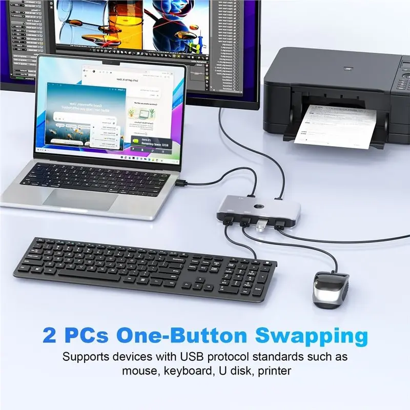 USB 3.0 Switcher 2 Computers Sharing 4 USB A Devices 4 Port USB Switcher Sharing Keyboard And Mouse, Printer, Scanner