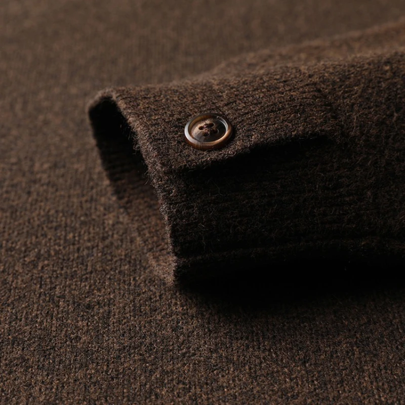 ​​Men's Heavyweight Knit Hoodie - Charcoal Gray (Light Gray/Coffee Brown) 5-Fiber Blend | Premium Quality​​