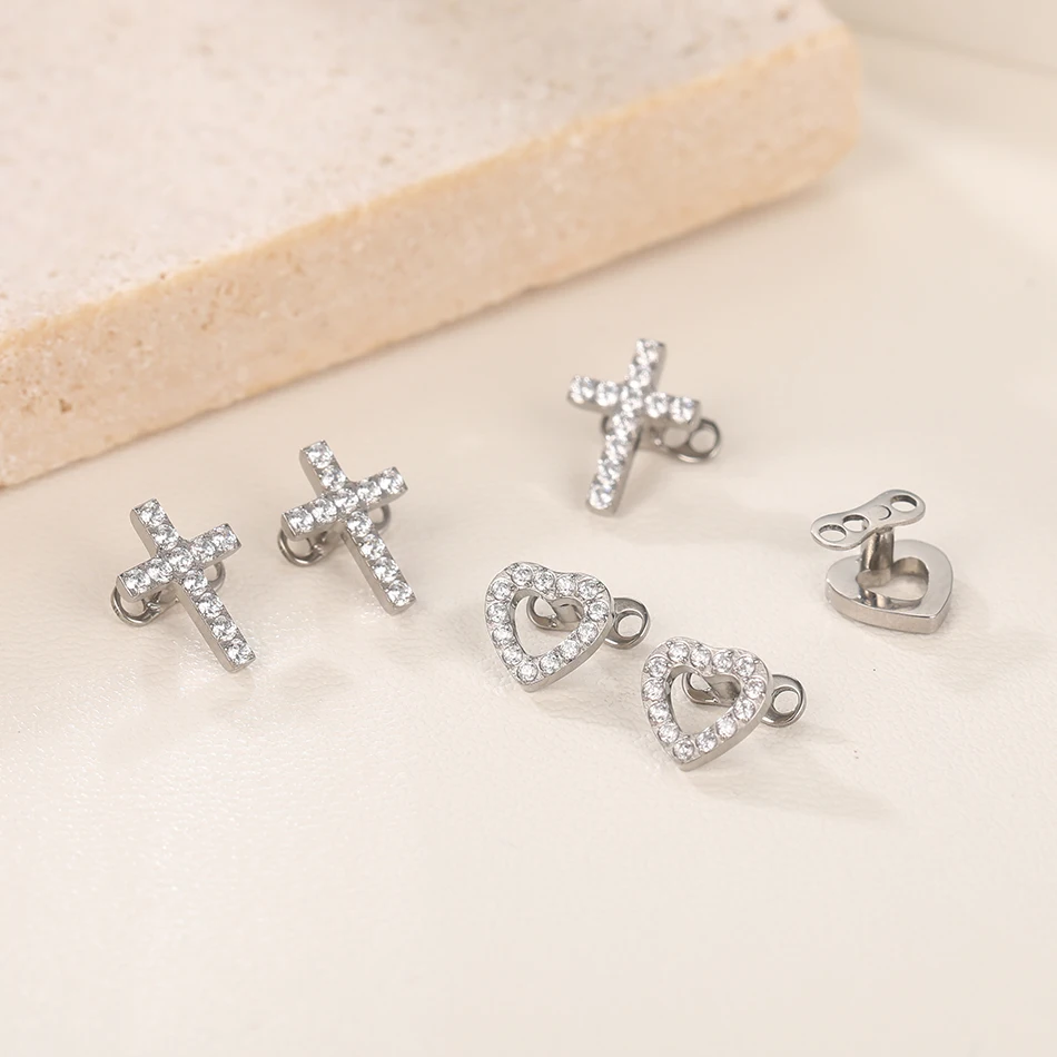 1/5 Stück Titan Zirkon Blumen Herz Kreuz Dermal Anchor Top & Base Micro Dermal Piercings CZ Skin Diver Oberflächenschmuck Sexy Schmuck