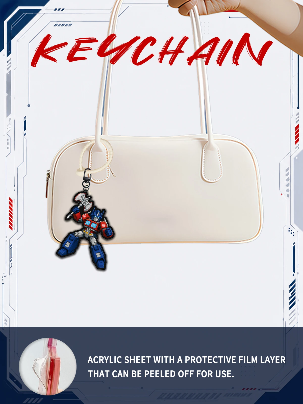 Cute TFA Acrylic Keychains | O-Prime Bumblebee Megatron Starscream | Kawaii Robot Bag Charm Gift - view 4