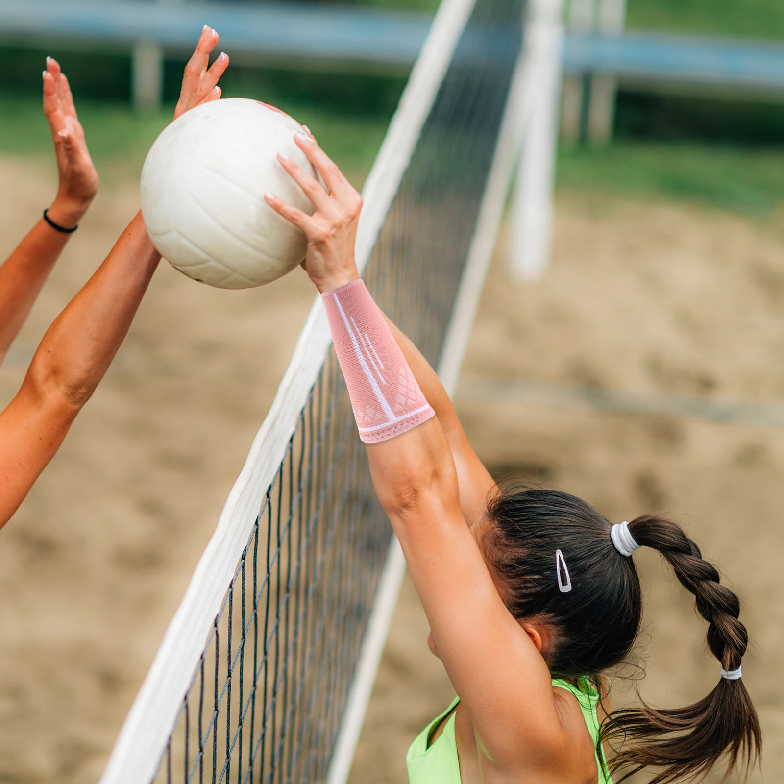 

Wristbands Guard Arm Sleeve Volleyball Elasticity Protector Voleibol Arms Brazalete Pink Equipamiento Deportivo Student