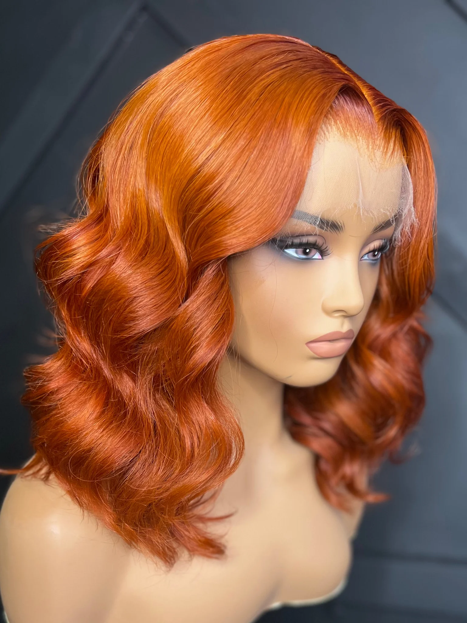 Peluca de cabello humano ondulado para mujer, postizo de encaje Frontal 13x4 HD, Color naranja jengibre, 200de densidad