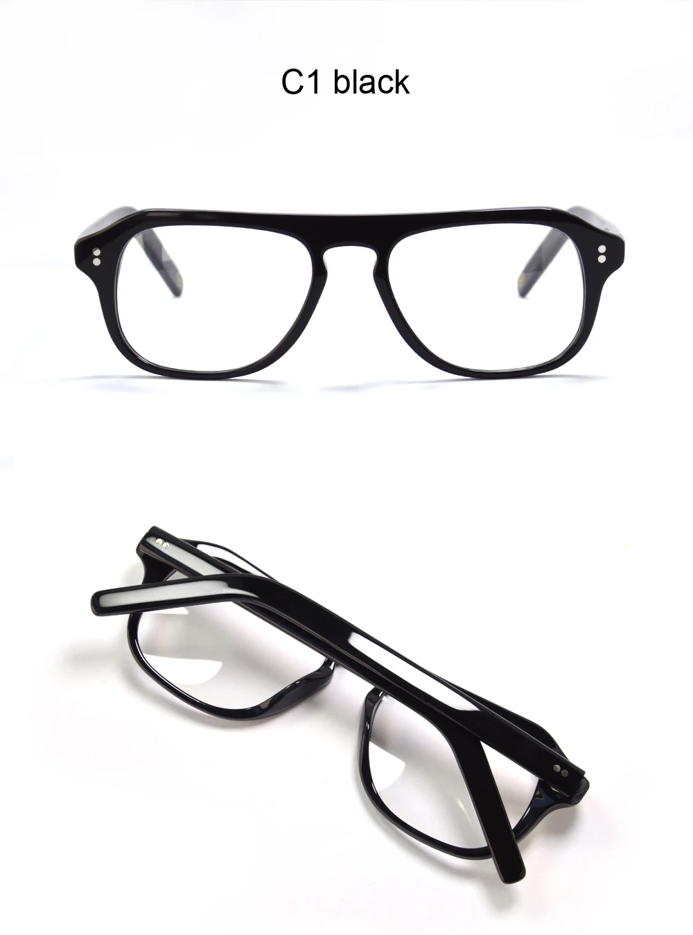 Vintage Piloten-Brillengestell für Herren, Myopie, verschreibungspflichtige Brille, handgefertigt, klassisch, Schlüsselloch-Acetat-Brille, Marineblau – Detail 5
