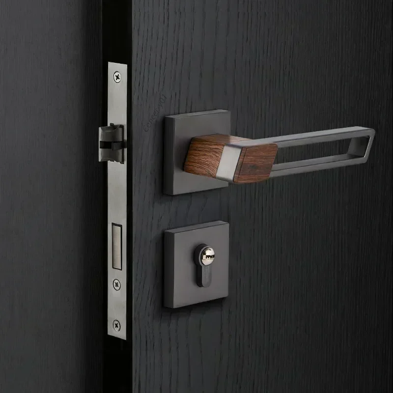 Zinc alloy silent indoor bedroom door lock household simple hollow split lock wooden door universal handle lock