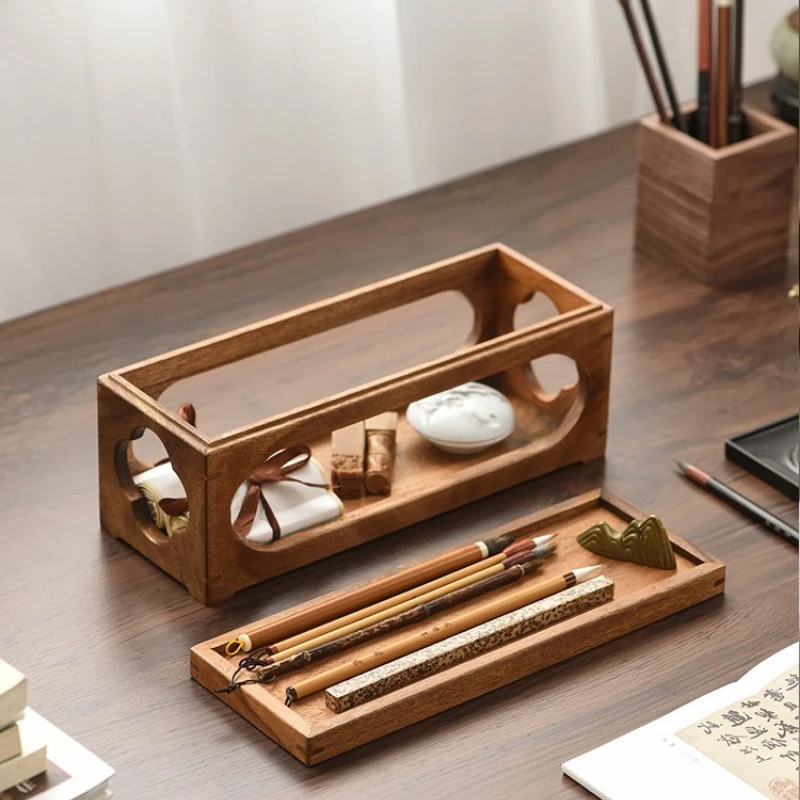 

Black walnut, text plate, four treasures of the study, calligraphy storage box, brush inkstone storage shelf