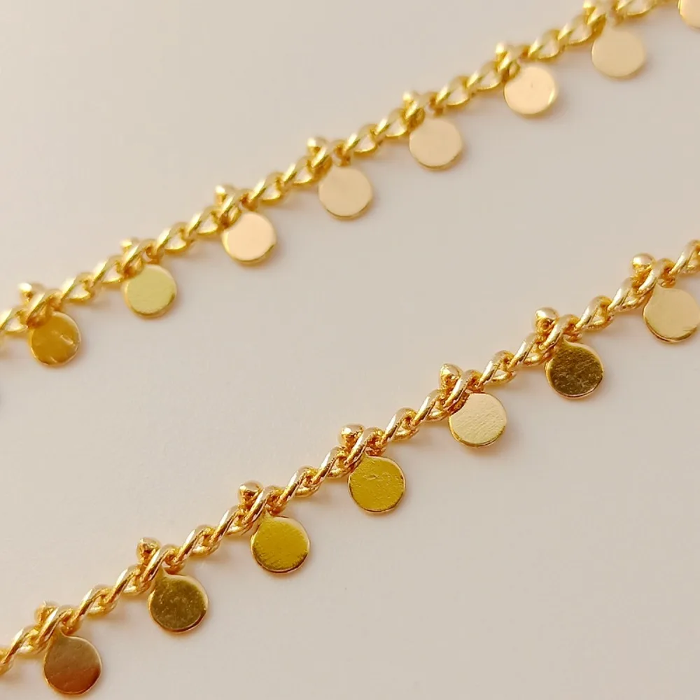 14k Gold-plated Accessories Horsewhip Insert Round Plate Handcrafted Chain Semi-finished Chain Diy Jewelry Loose Chain 2mm Wide