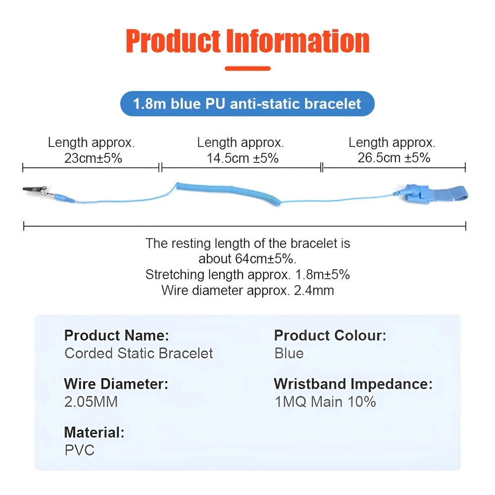 Antistatic Anti Static ESD Wristband Wrist Strap Cordless Wireless Clip Discharge Cables for Electronics Repair Work Tools Sets