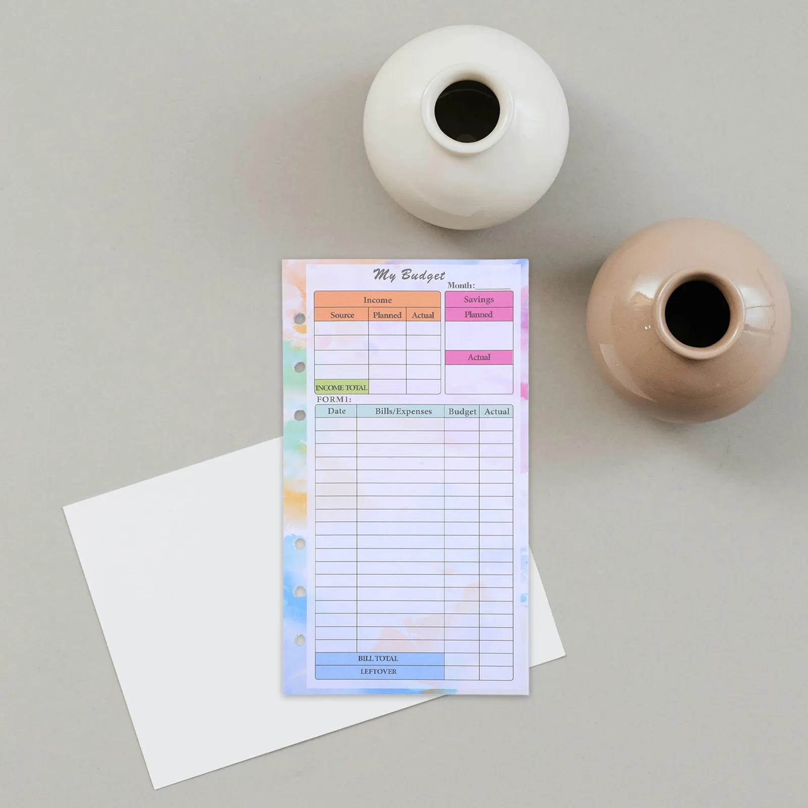 14Sheets A6 Budget Notebook Refills 6 Hole Planner Paper Thick Smooth Writing Expense Tracker Bill Organizer Cash Stuffing