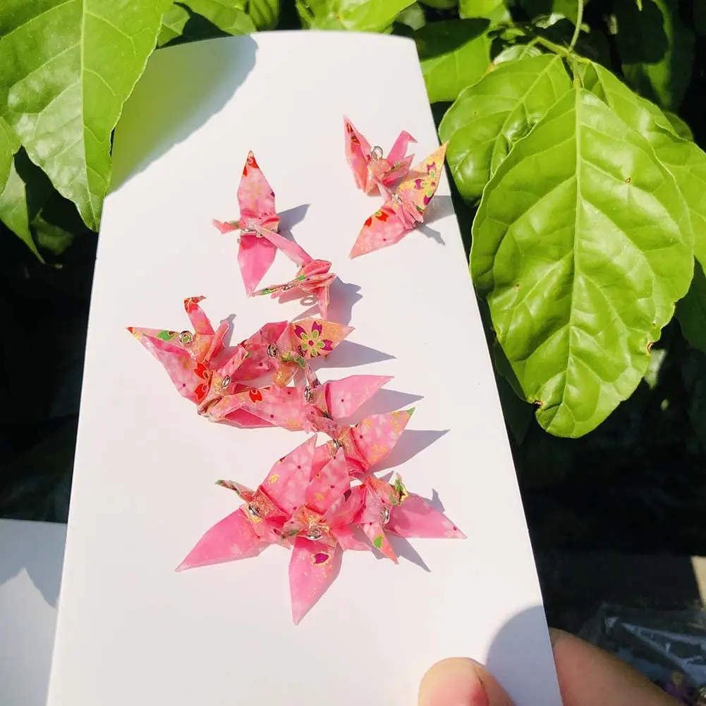 100Pcs Mini Premade Origami Washi Paper Cranes Folded Tiny Japanese Thousand Origami Cranes Yuzen Paper Doves