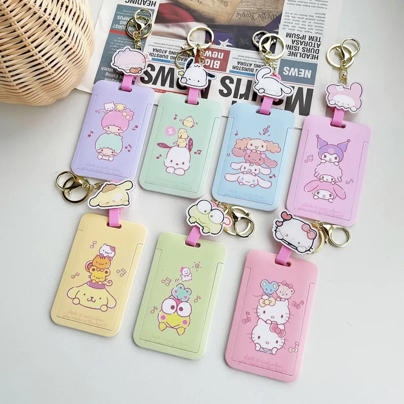 1 Set Cute Cartoon Retractable Pendant Card Cover Campus Student Access Card Holder ABS Plastic Various Card Protective Sleeve