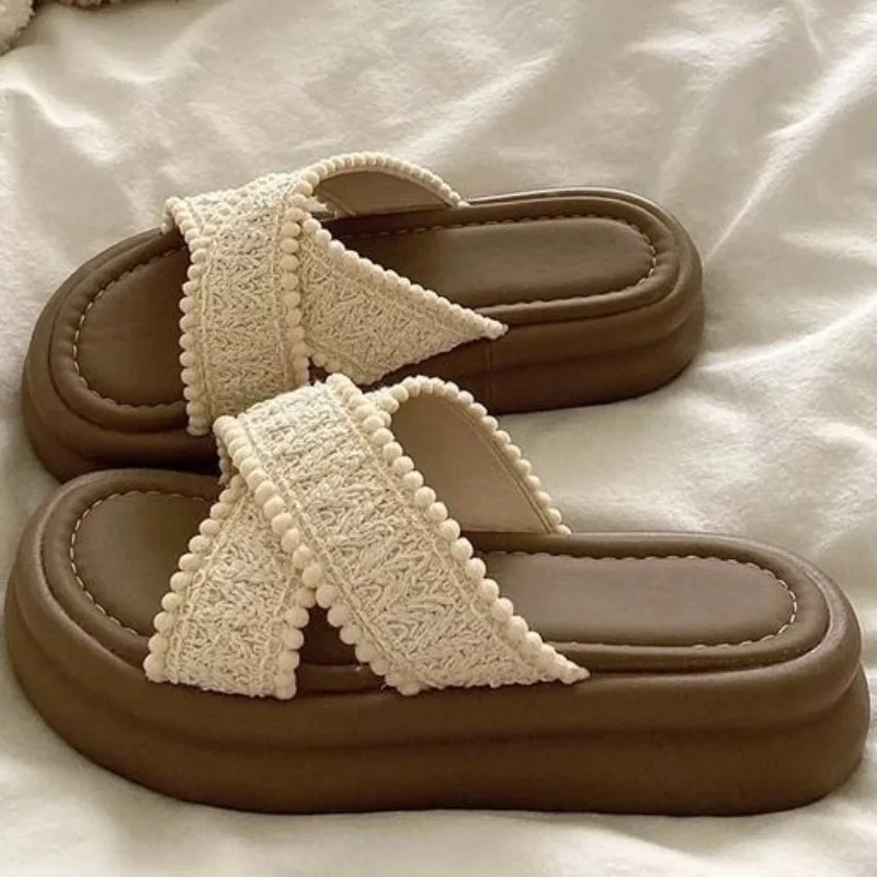 

Новые женские пляжные сандалии, тапочки без шнуровки в островном стиле, летняя уличная удобная легкая повседневная обувь