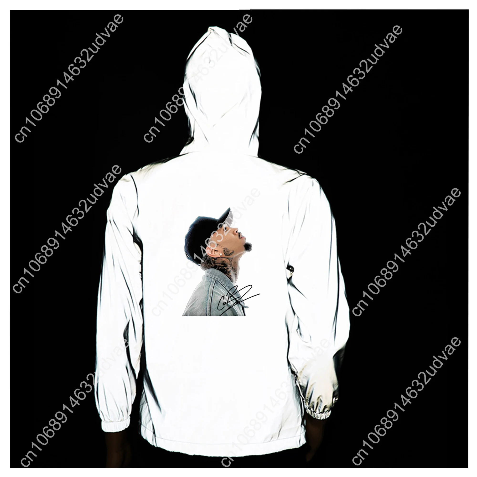 

Chris Brown Reflective Jacket Mens Womens Coat Hooded Windbreaker Runing Pocket Jackets Cycling Hiking Zipper Customized Hoodie