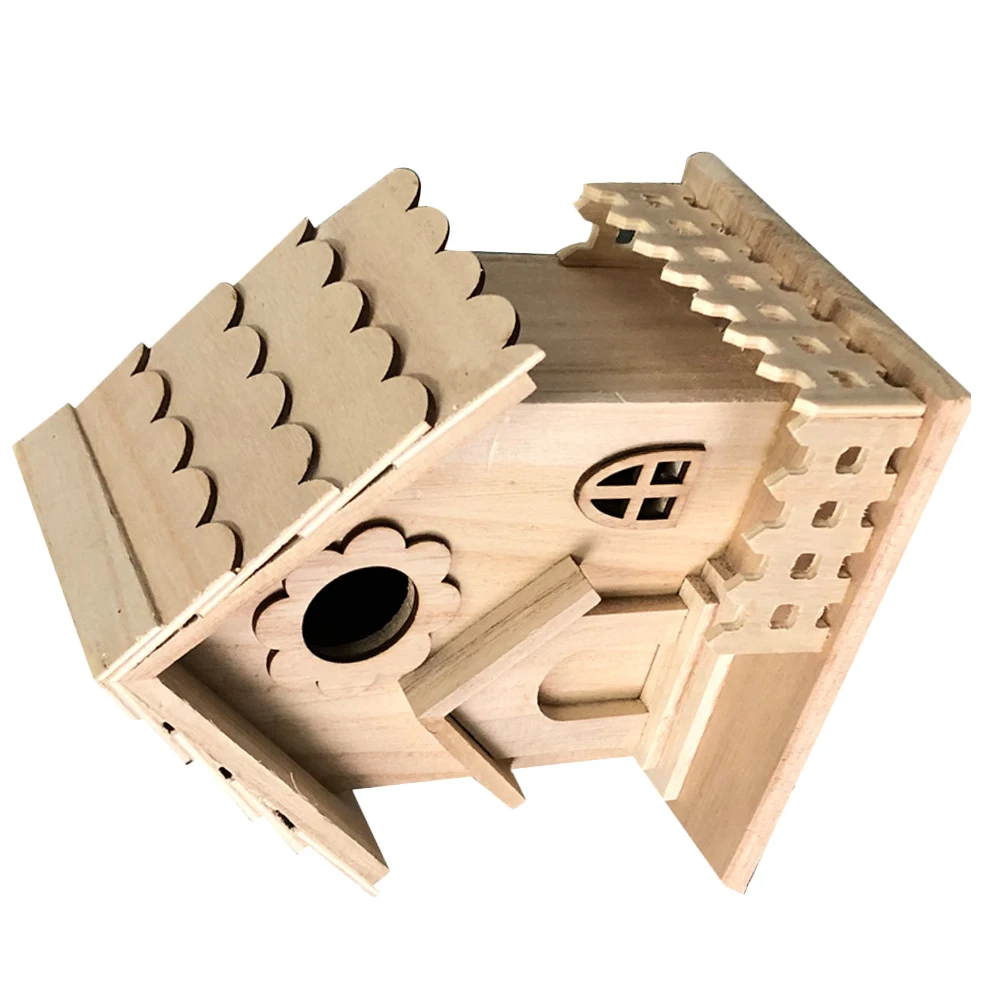 

Durable Wooden Rural Bird House Pendant Exquisite Detail Hanging Ornament Decoration for Home Office Wedding Gift