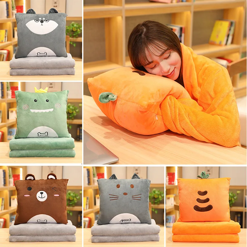 Air-conditioned Blanket Pillow Quilt Dual Use Three In One Pillow Blanket Adjustable Hand Pillow Office Nap Cartoon Home Pillow