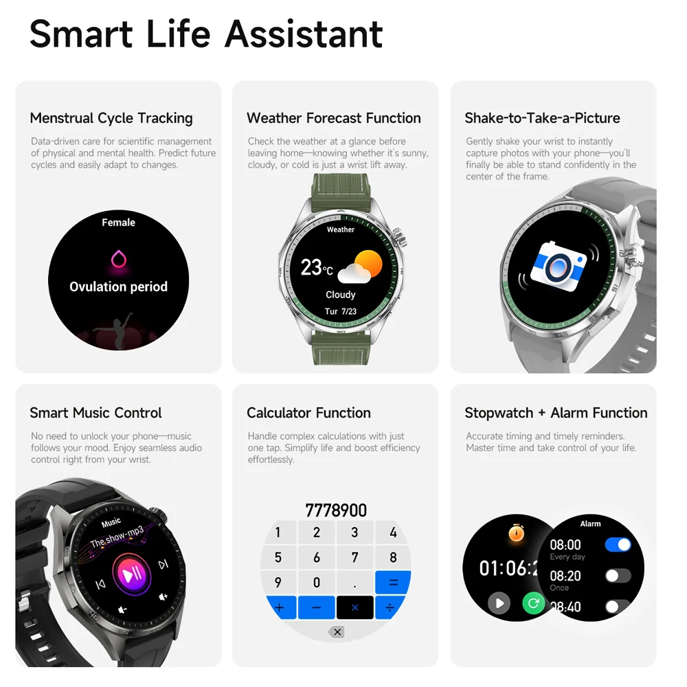 Outdoor GPS Sports Smart Watch GT6 Bluetooth Call Watch AMOLED HD Screen NFC Health Monitoring Heart Rate Smartwatch Android ios