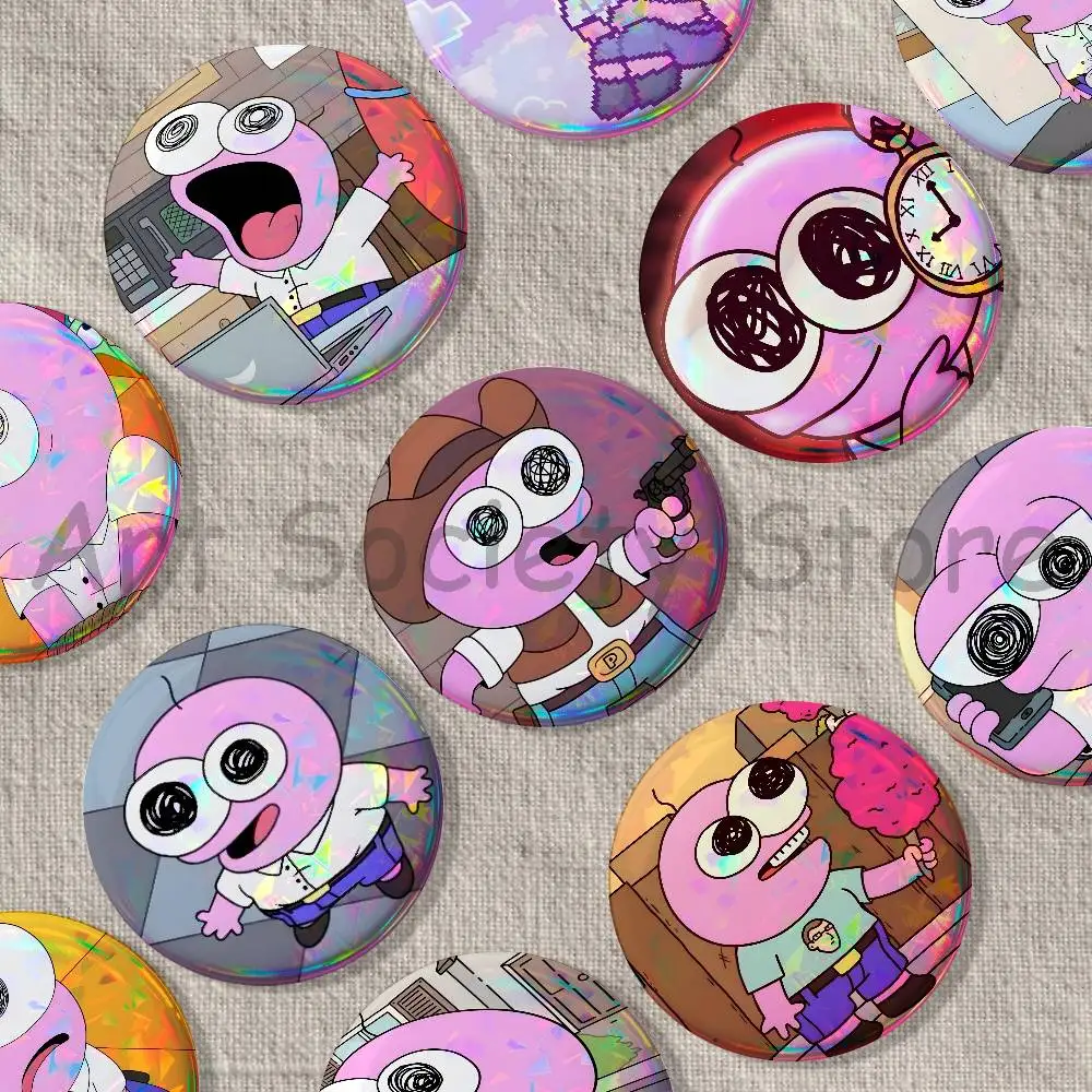 Pim Cartoon S-Smiling Friends Brooches for Backpack Accessories 25mm,32mm,48mm,58mm,75mm Round Enamel Pins Cartoon Badge