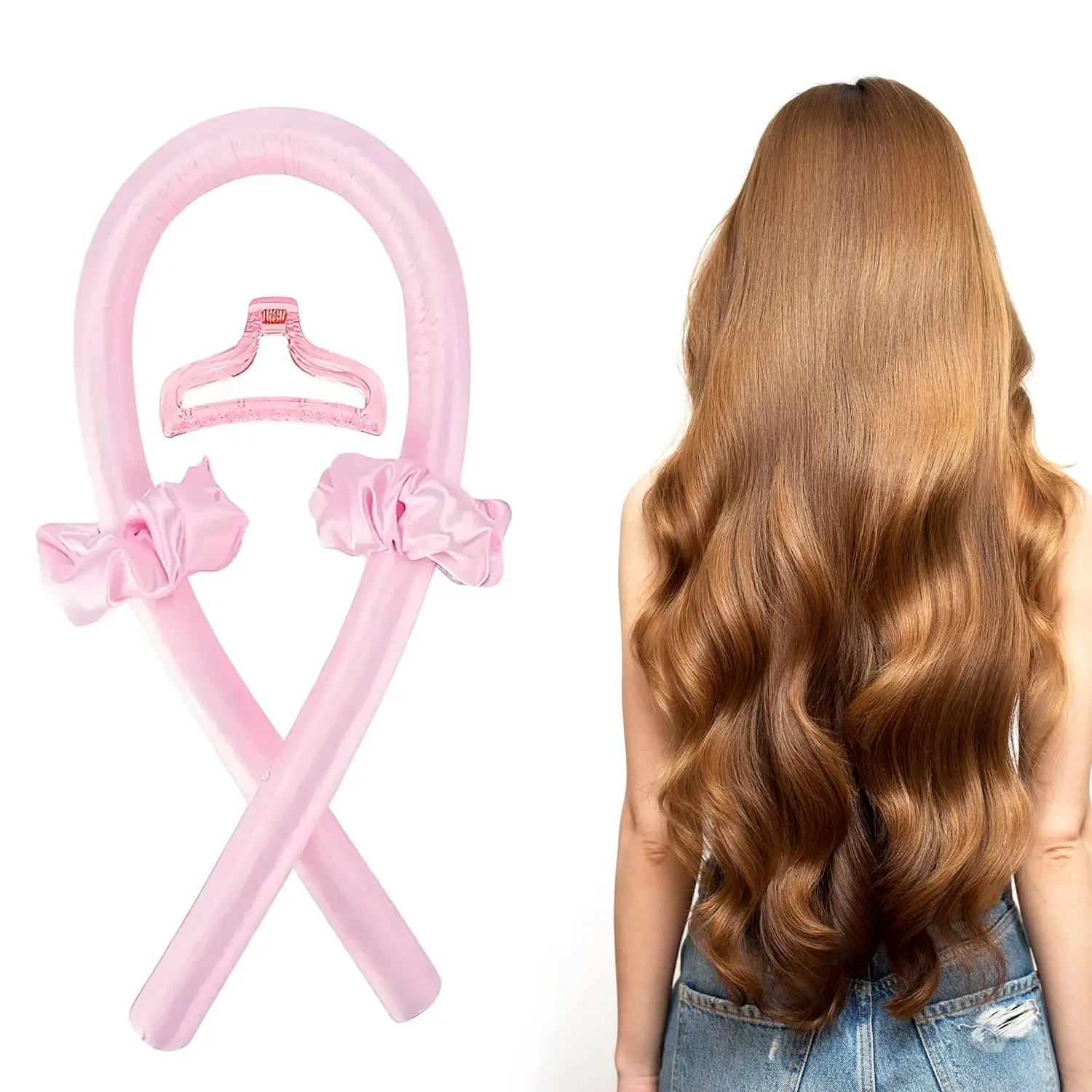 أدوات تجعيد الشعر بدون حرارة - قضبان تجعيد الشعر بدون حرارة طوال الليل من إسفنج الساتان للشعر الطويل، تجعيدات خالية من الضرر بنفسك #1