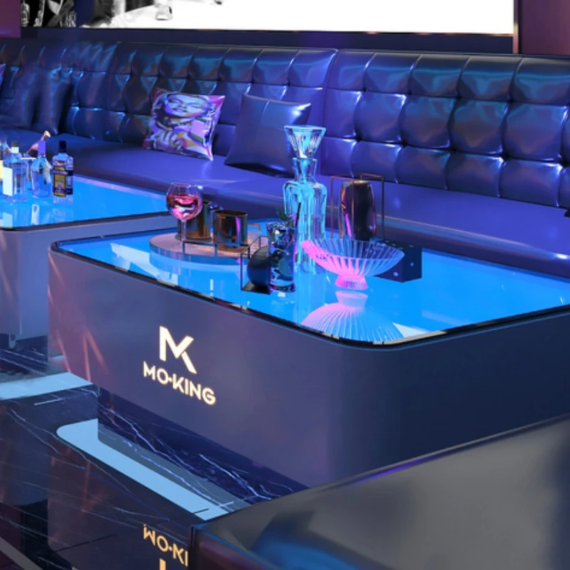 custom KTV bar luminous coffee table Qing bar box party stainless steel tempered glass factory outlet