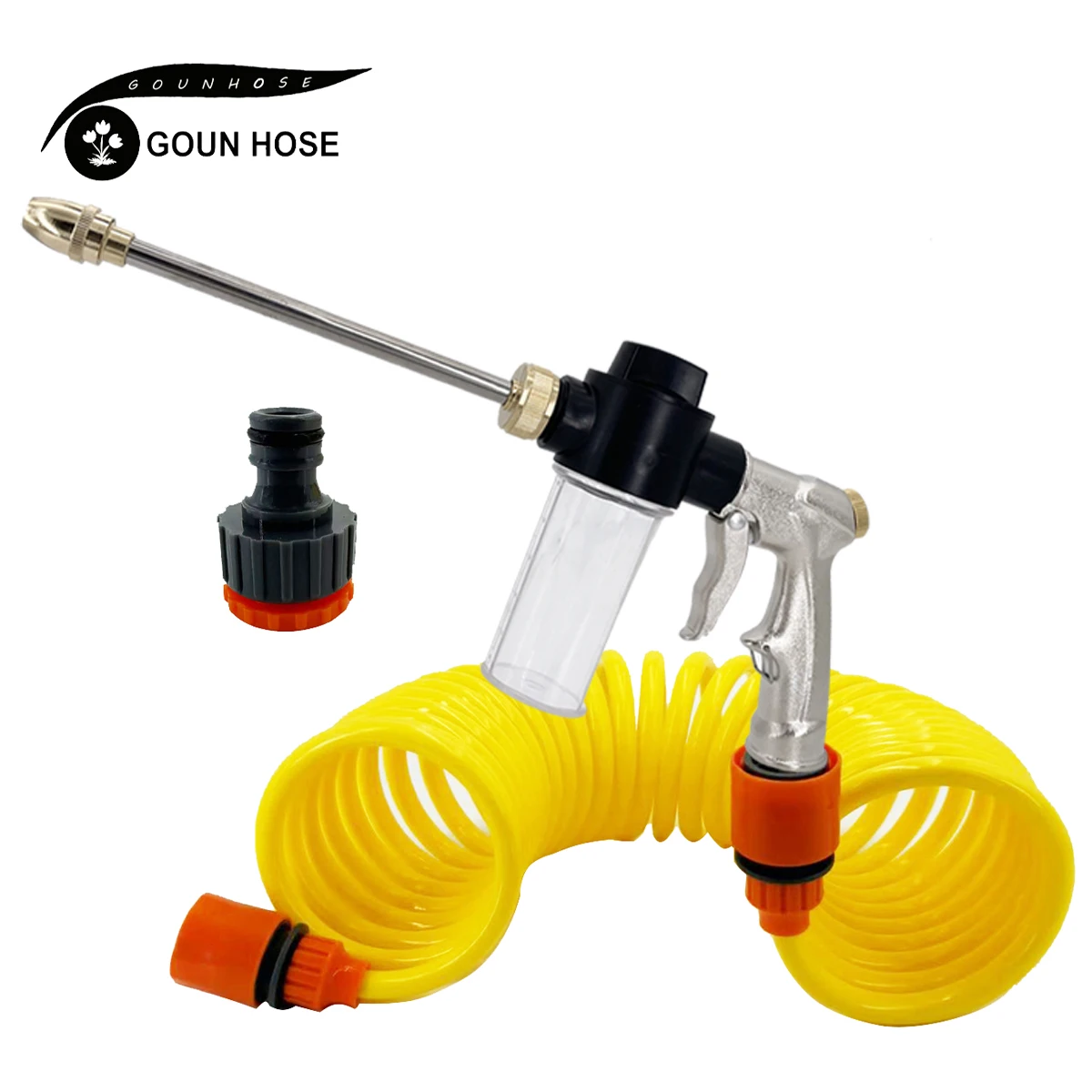 GOUN HOSE Metal Car Wash Water Gun Flexible Stretchable EVA Garden Watering Hose Suitable for Lawn Irrigation
