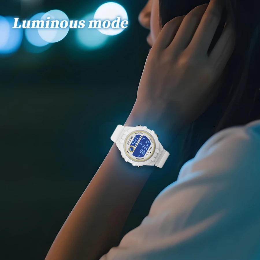 2025 Fashionable Women's Multifunctional Electronic Sports Watch, Waterproof 30M, Night Light Mode, Dual Time, Chronograph