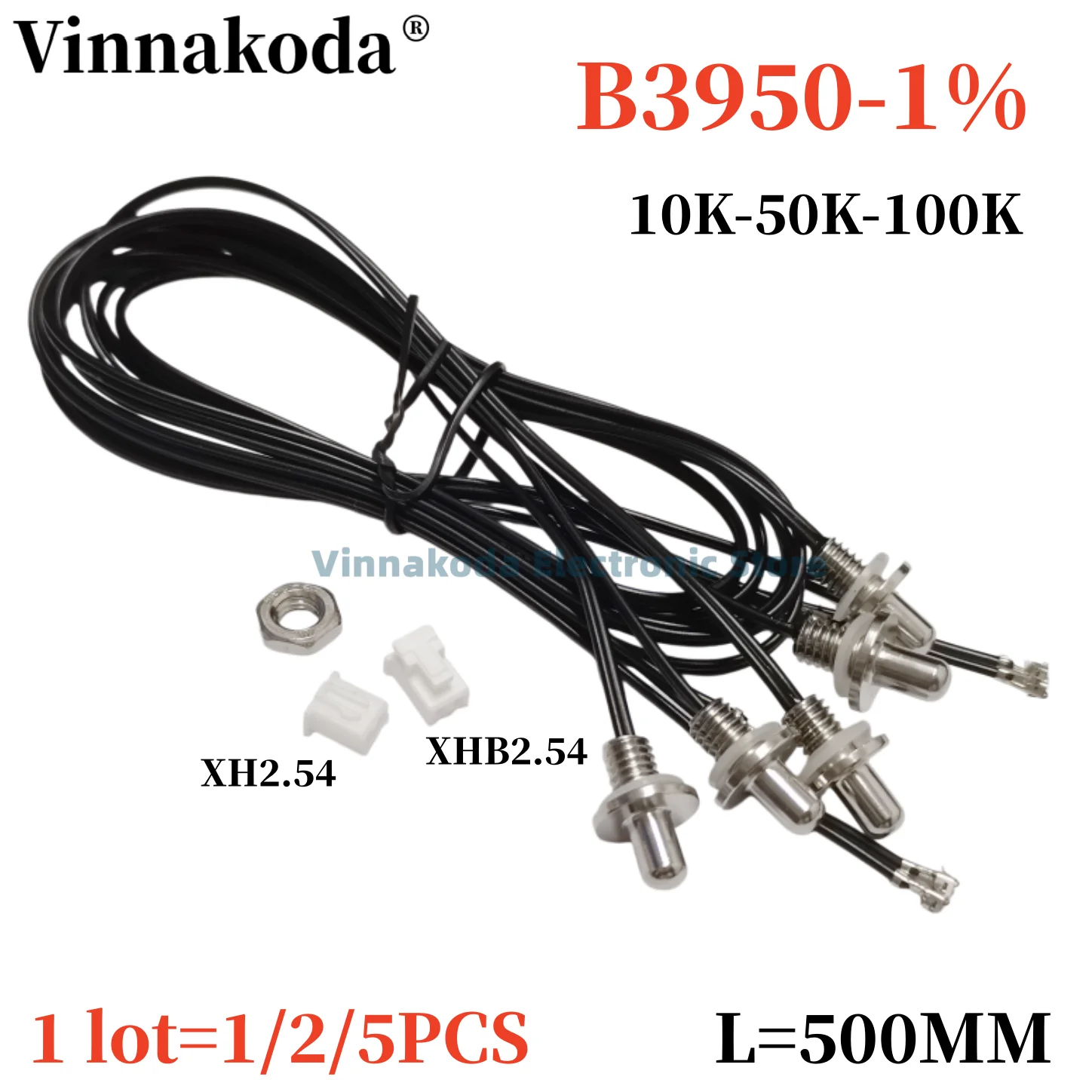 M6 threaded stainless steel waterproof temperature sensor NTC thermistor B3950-1% 100/50/10K    L500MM