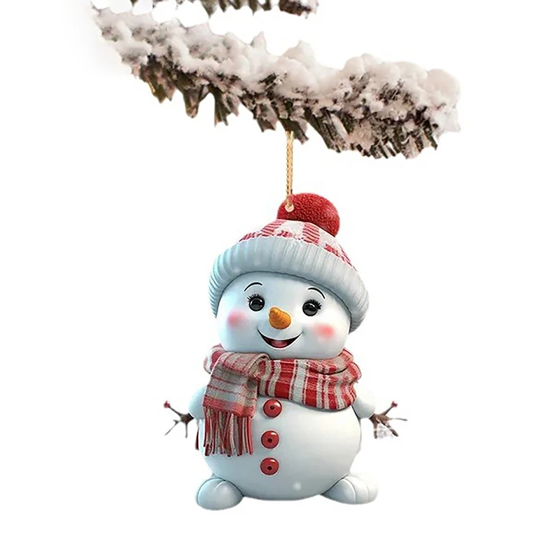 1 PC ตกแต่งคริสต์มาสจี้ 2D อะคริลิคการ์ตูนคริสต์มาส Snowman บ้านสวนจี้ต้นคริสต์มาสตกแต่ง Decora