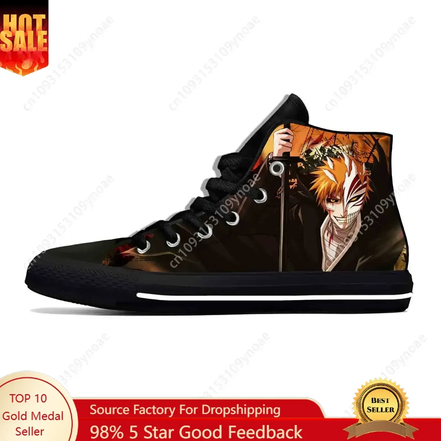 Anime Manga Cartoon Bleach Latest Casual Shoes High Top Lightweight Board Shoe Breathable Men Women Sneakers