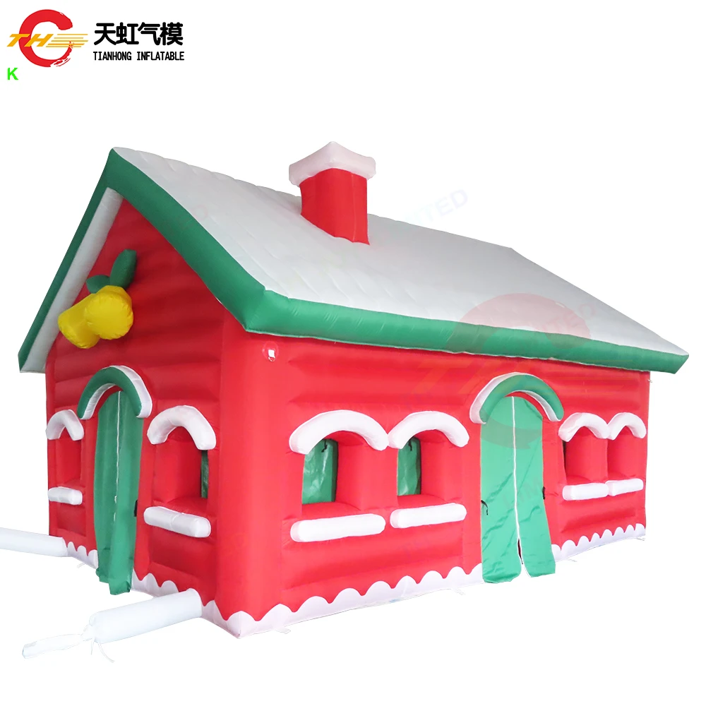 

Fast Air Shipping Merry Xmas Inflatable Santa's Grotto House Oxford Inflatable Christmas House with Blower Indoor Outdoor