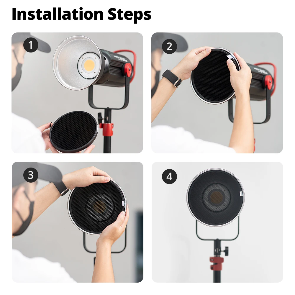 Ambitful HK-06C Spotlight Honeycomb Grid Set Speedlite Reflektor Diffusor 7'' Standard Bowens Mount 10/20/30/40/50/60 Grad