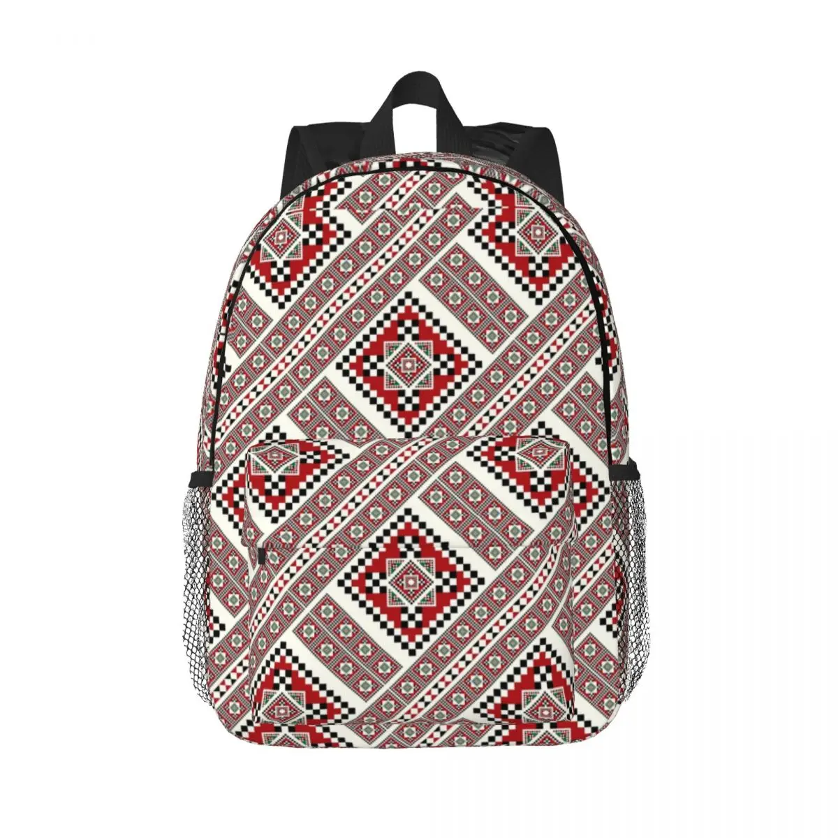 Modèle de serviette roumaine brodée, sacs à dos coins, sacs de voyage, sac à livres, adapté pour ordinateur portable 15 pouces, Ukraine Boho Bohemian imprimés School