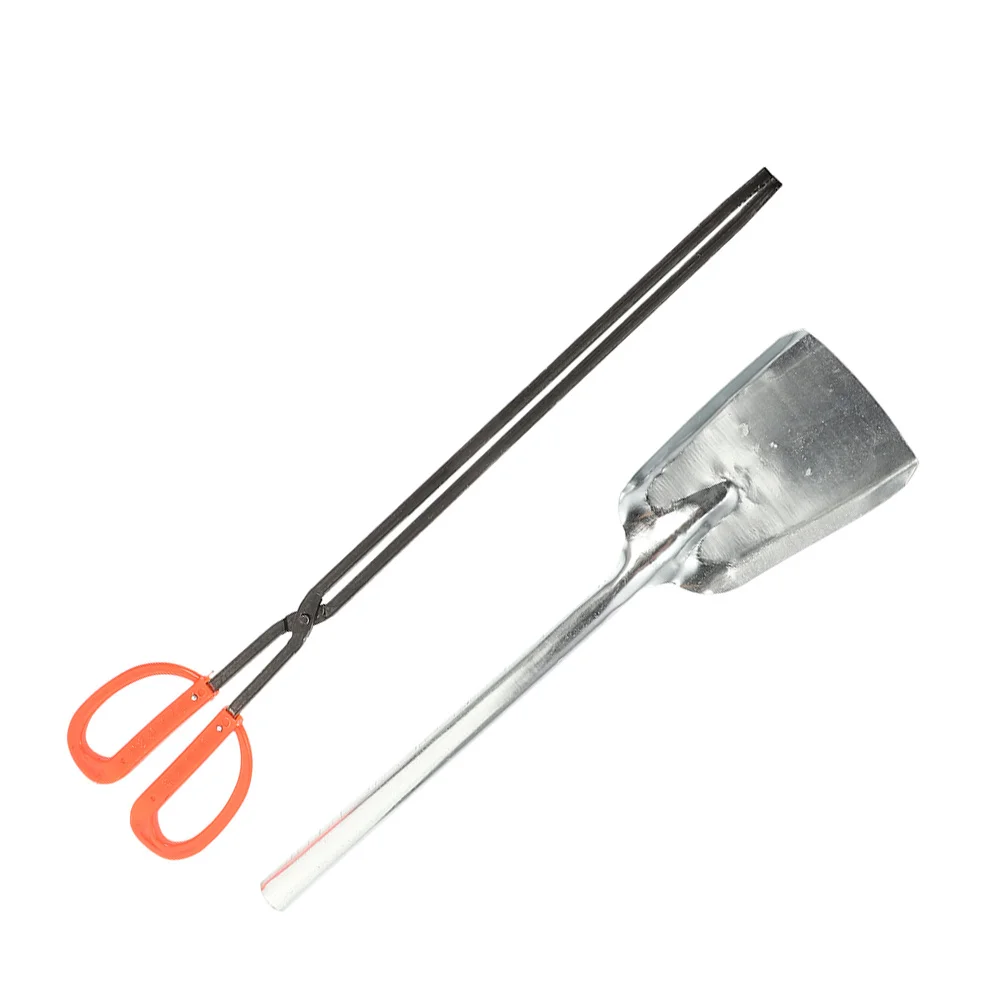 

1Set Fireplace Utensils Set Heavy Duty Fire Tongs Shovel Iron Clamp Ash Scoop Firewood Charcoal Outdoor Fire Pit Bonfire