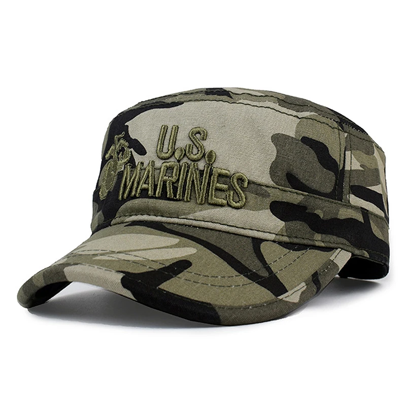 2026 New Hip Hop Hat US Marines Embroidered Flat Top Military Hat Outdoor Sunshade Hat Daily Decorative Hat Unisex Baseball Hat
