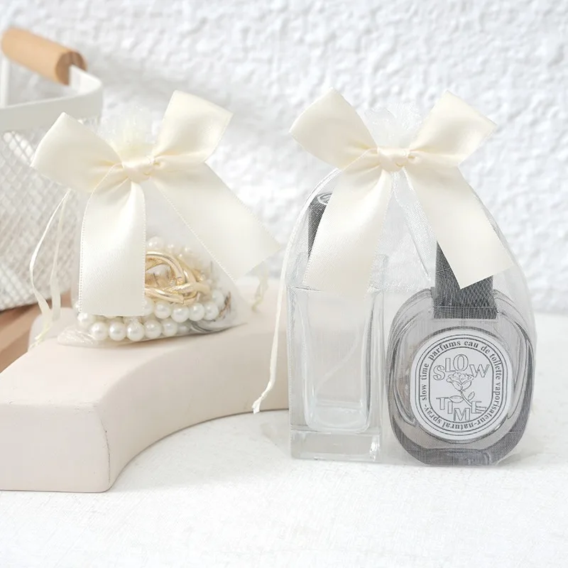 50 teile/los Bowknot Organza Geschenk Tasche Mehrfarbige Kordelzug Weihnachten Hochzeit Süßigkeiten Geschenk Tasche Kosmetik Parfüm Exquisite Verpackung – Detail 11