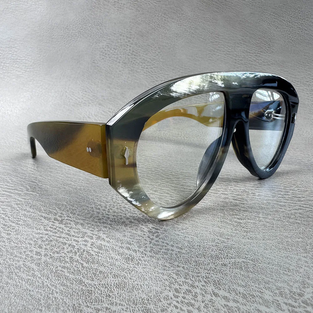 

Eyeglass Frames Aviator Unique Vintage Optical Lenses Eyeglasses Big Retro Reading Handmade Horn Prescription Man Glasses Frames