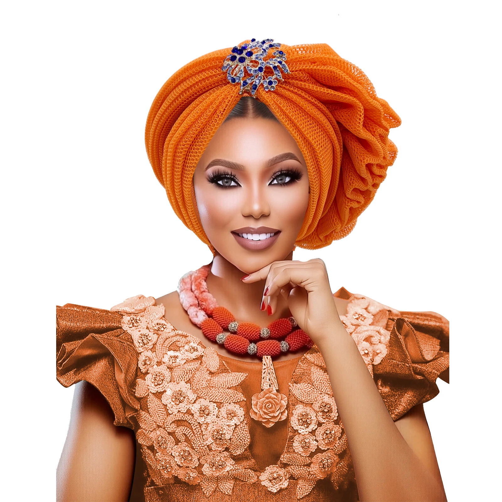 Summer Mesh Turban Cap African Women's Head Wraps Already Made Auto Gele Headtie Wedding Geles - view 6
