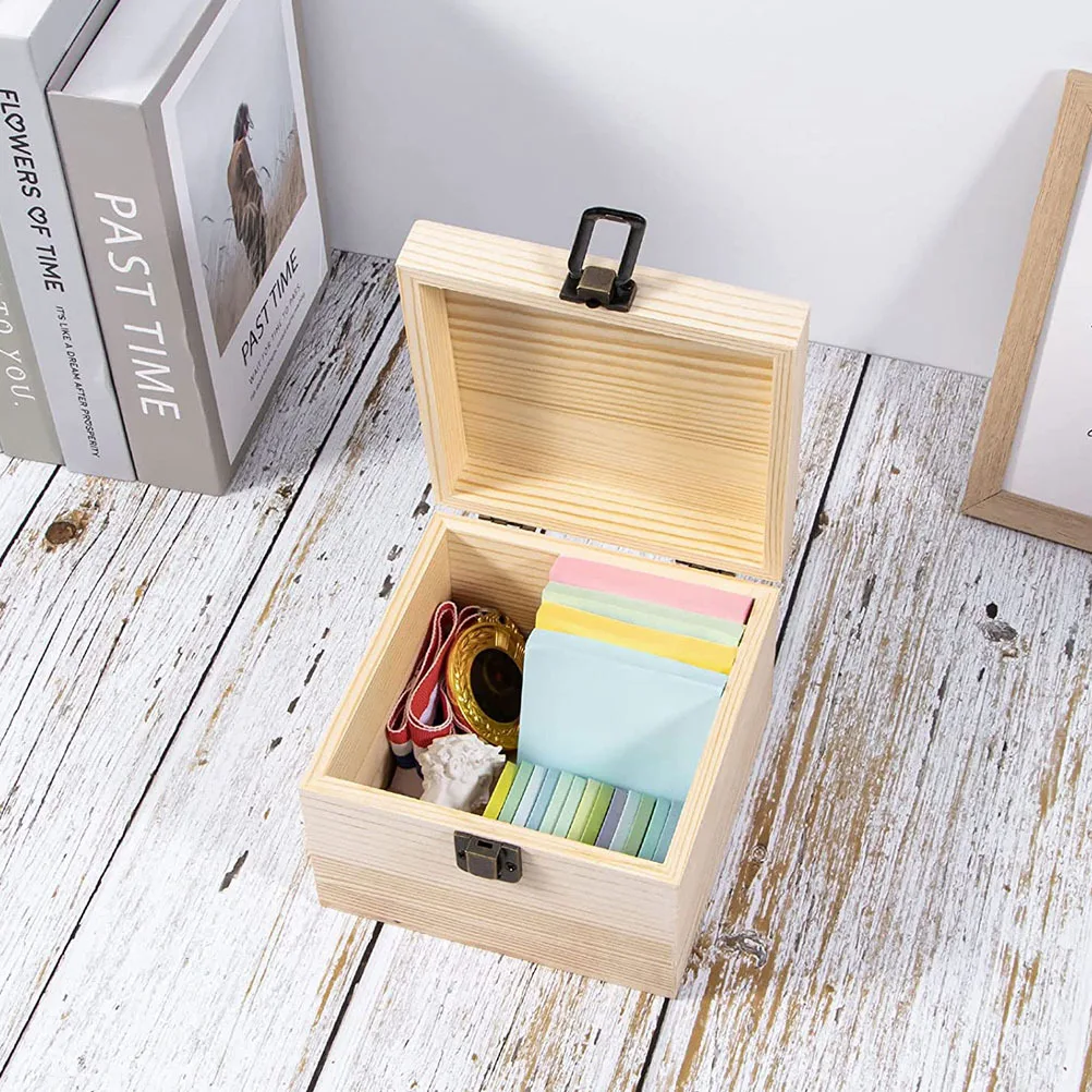 Wooden Storage Box Unfinished Wood Jewelry Organizer DIY Painting Craft Case Multifunctional Storage Container for Home School