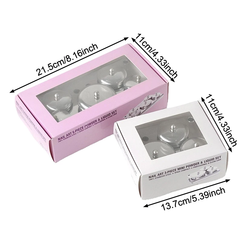 Ensemble de tasses à vaisselle Dappen en acier inoxydable, 3/5 pièces, pour Salon de manucure, poudre acrylique, récipient de liquide, plateau organisateur, plat Dappen, outils d'art des ongles