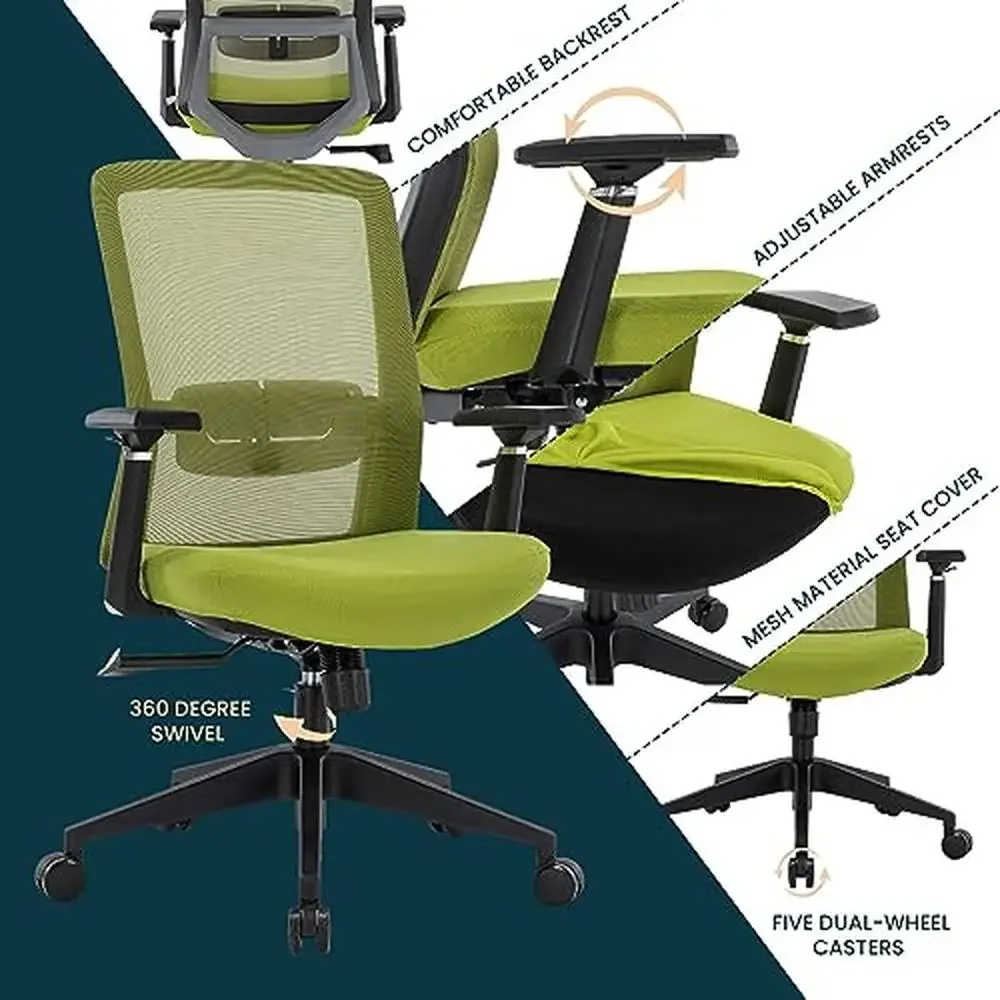 Silla de oficina ergonómica giratoria de malla con respaldo medio, altura ajustable, reposabrazos, silla de conferencia, ligera, duradera, portátil, Ingram