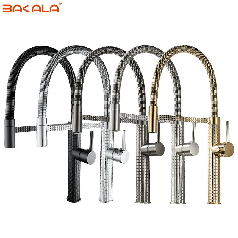 Black Brass Kitchen Faucet High-end Light Luxury Design Single Hole Single Handle Pull-out Cold And Hot Double Control Sink Tap