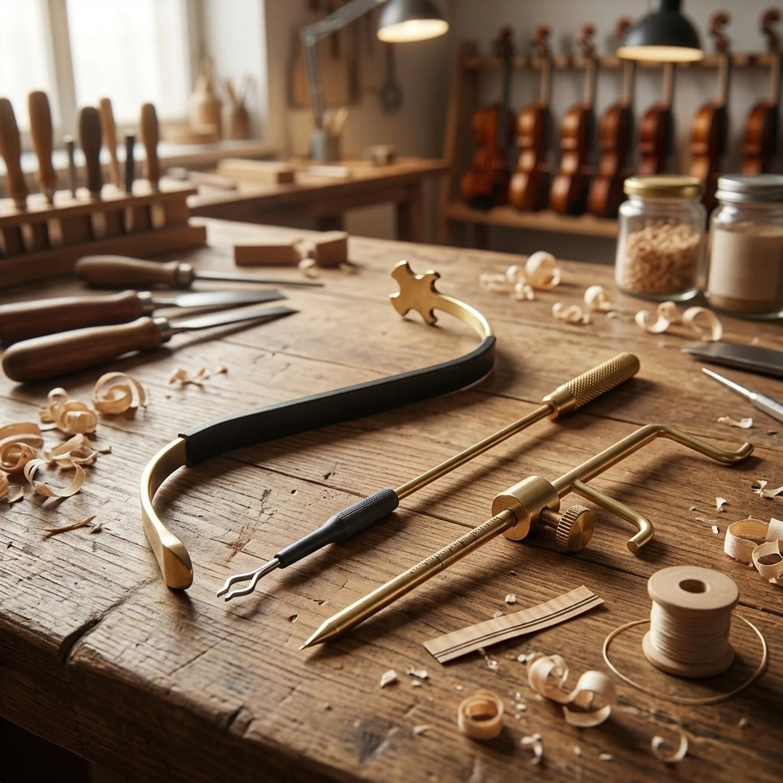 Violin Sound Post Kit 3PCS Brass Tools for Measuring Retrieving and Setting Sound Posts During Violin Repair and Setup