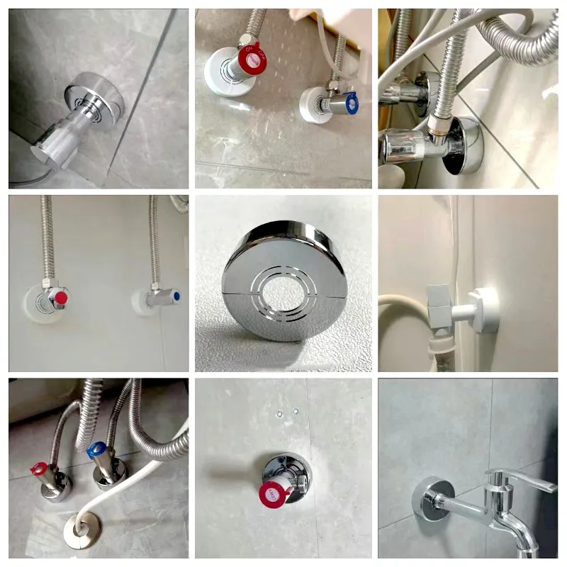 Bathroom Decorative Cover Shower Faucet Round Covers ABS Heighten Angle Valve Water Pipe Wall Hole Panel for Tap Accessories