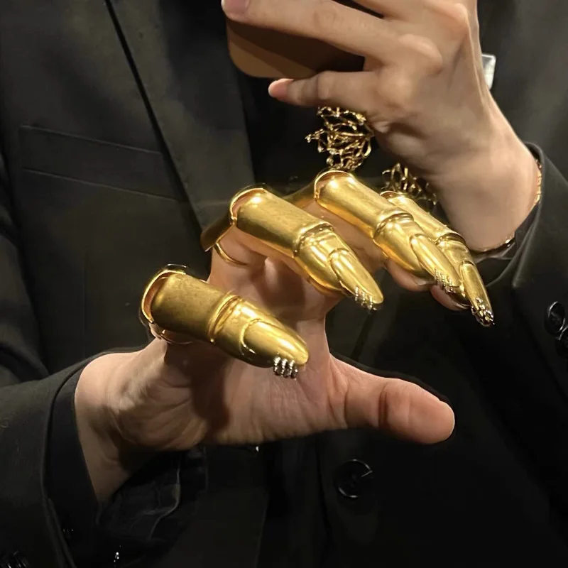 

French Retro Gold Knuckle Ring Mechanical Movable Adjustable Open Design Unique Fashion Jewelry Accessory