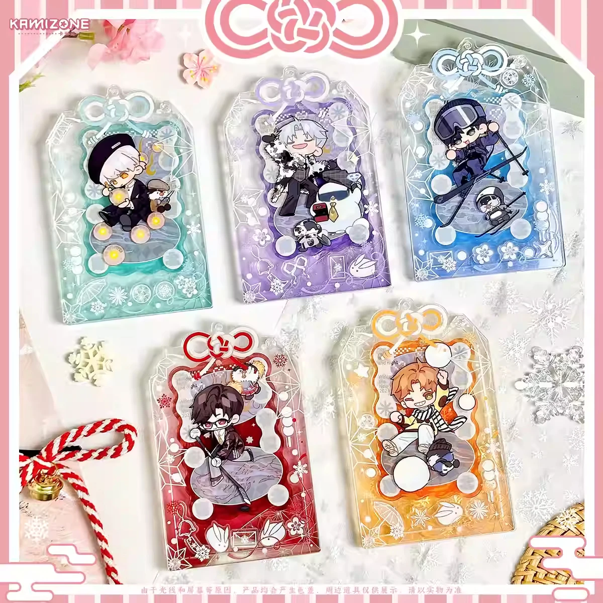 

Snowflake Omamori Shaker Frame Coaster Glitter Beads Idol Card Display for Polaroids Cards Japanese Anime Acrylic Storage Box
