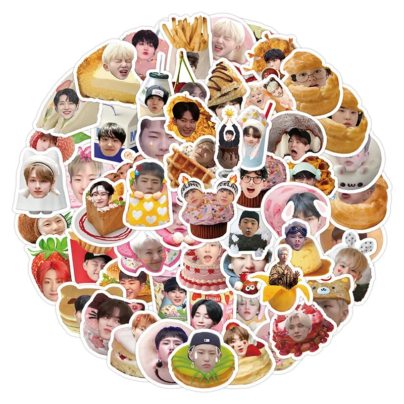 10/30/50/104PCS INS Style South Korean Boy Band Stickers Funny Food Graffiti Sticker Seventeen Decals Bike Laptop Toy Fans Gift