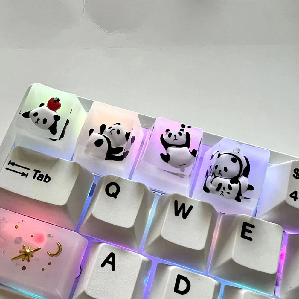 1Pcs Cute Panda Pattern Keycap Resin Handmade Decoration Personality R4 Esc OEM Cute key cap mold Keycap for Mechanical Keyboard