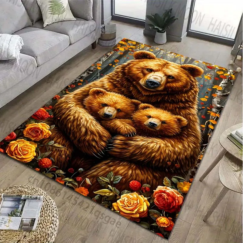 

Mother Bear and Baby Bear Printed Carpet for Living Room Bedroom Bedside Bathroom Floor Mat Area Rugged Sofa Mat Home Decor