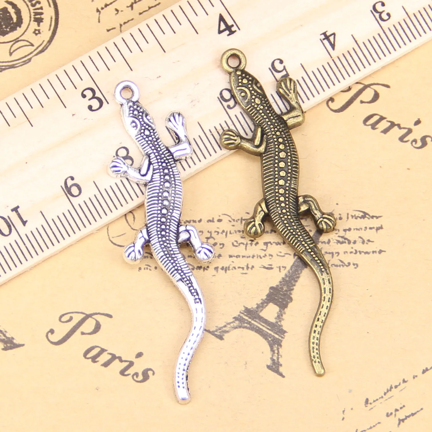 38pcs Jewelry Charms lizard gecko 56x15mm Antique Silver Plated Pendants Making DIY Handmade Tibetan Silver Jewelry